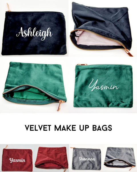 Velvet makeup bags
