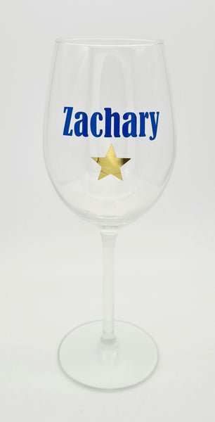 Personalised wine glass with symbol