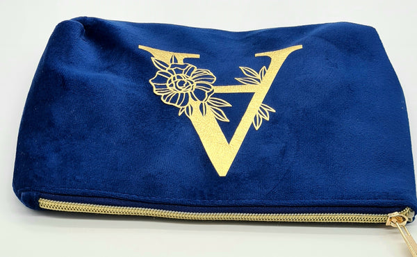 Velvet makeup bag (Flower initial)