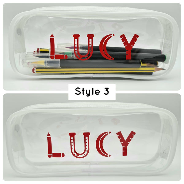 Clear PVC pencil case - Decorative fonts