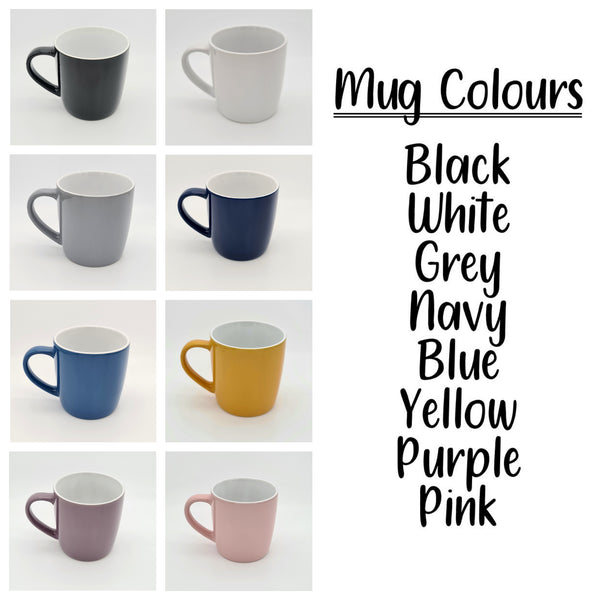 Personalised mugs (various colours)