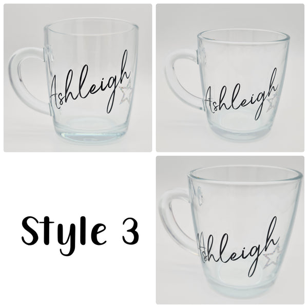 Personalised mug (clear glass)